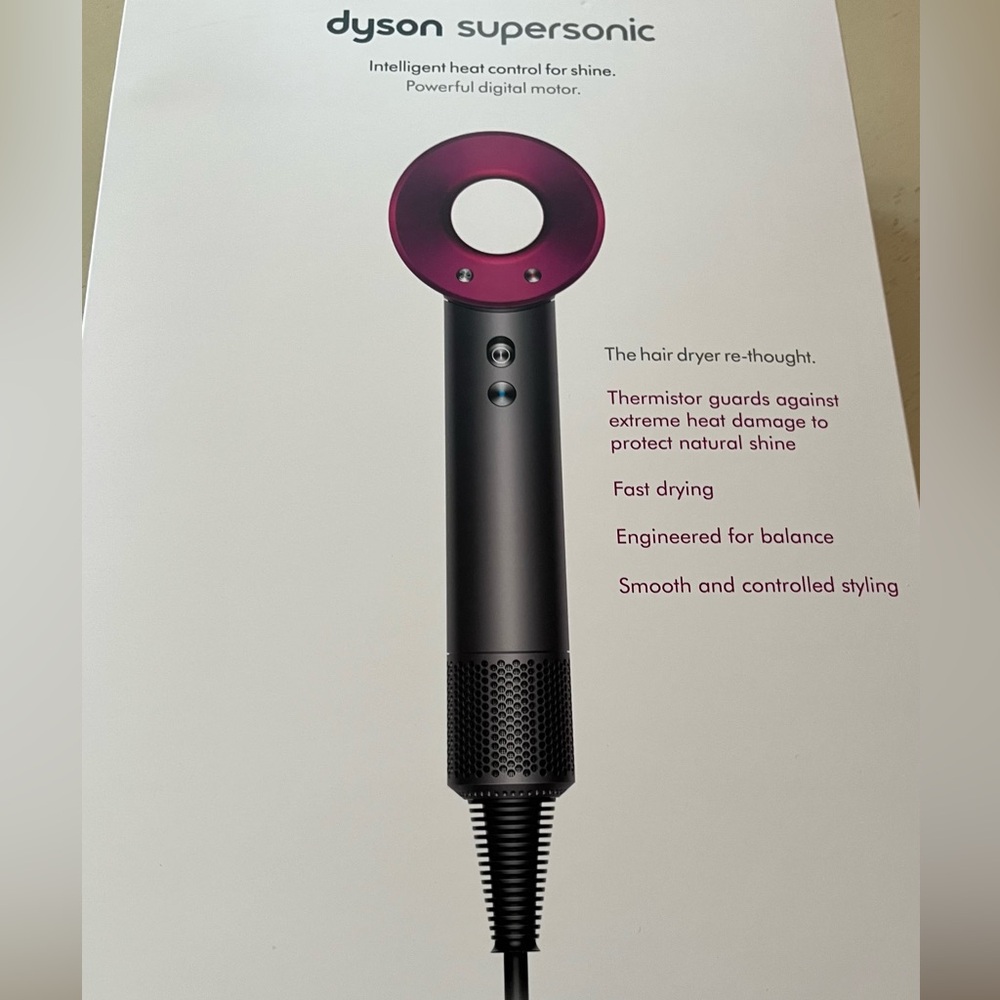 Dyson Supersonic Hair Dryer in Charcoal with Magenta Accents - Picture 2 of 12